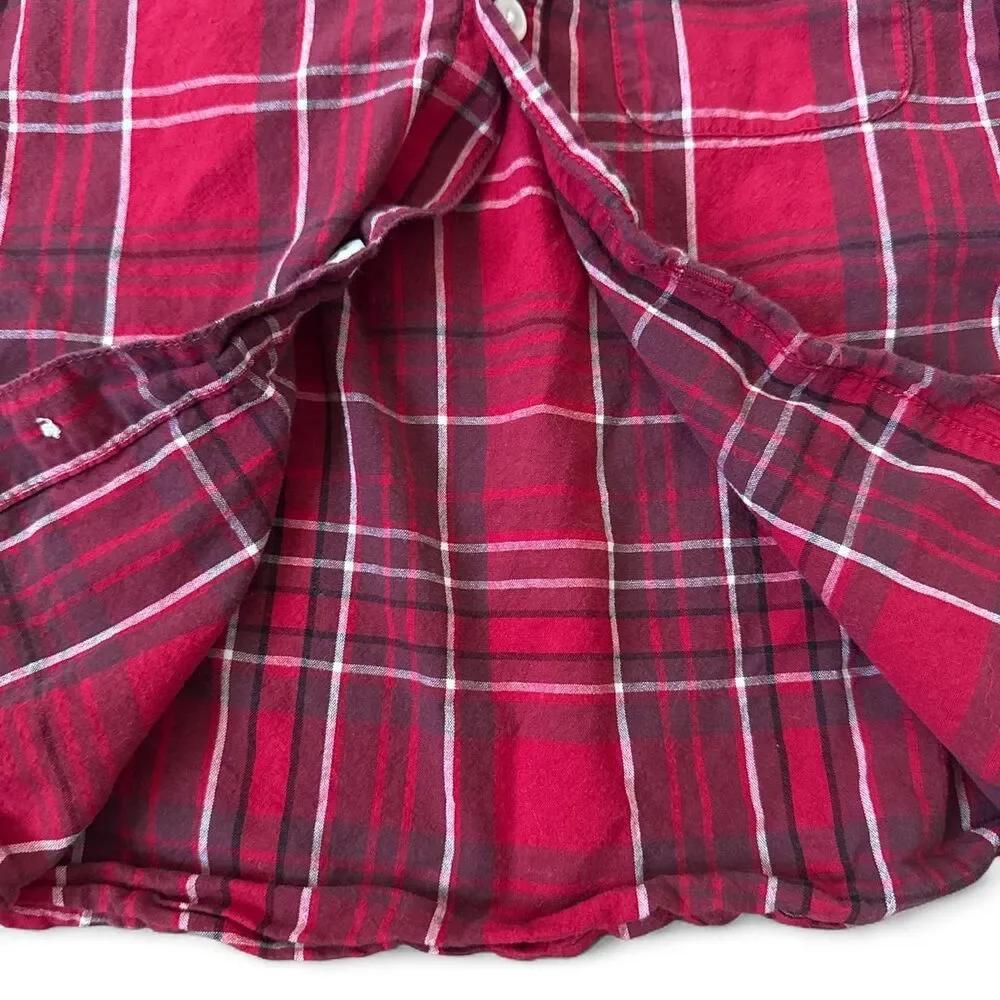 The Children’s Place Boys Red Plaid Button Down Shirt Size 5T 100% Cotton
